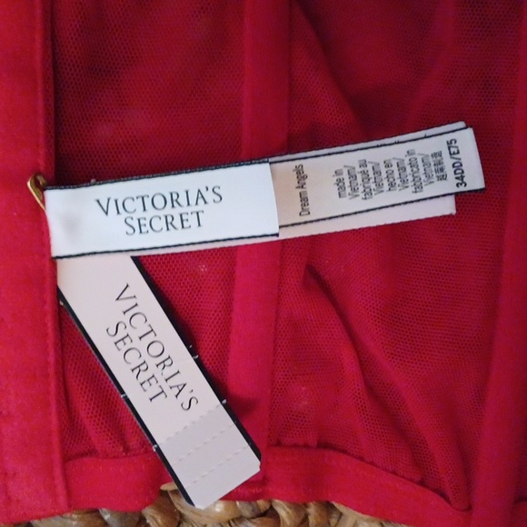 NWT *Victoria's Secret Dream Angels Red Bling Rhinestone Bow Long Line Satin Bra - Picture 11 of 13